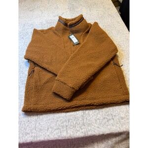 Alpine Design Sherpa Fleece Pullover  caramel‎ Latte Women's XS Snap Neck NWT